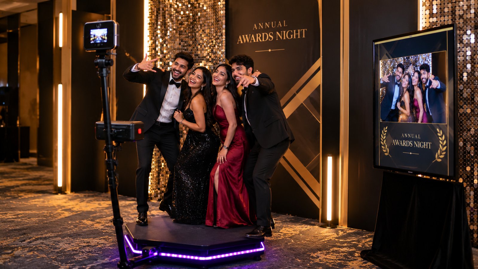 360 video booth platform set up at an awards night in Pune