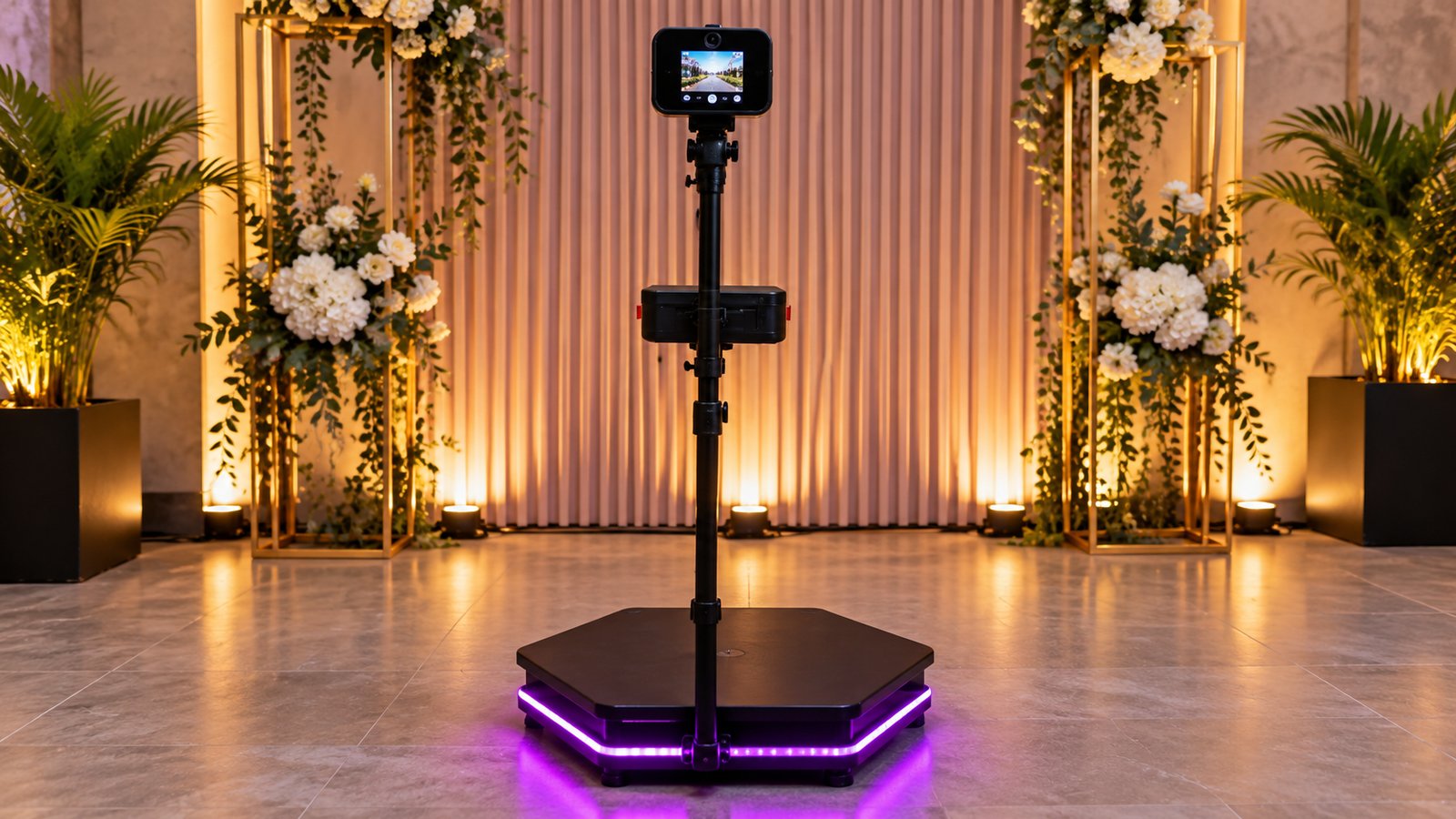 360 booth spinning camera arm at a wedding reception in Pune
